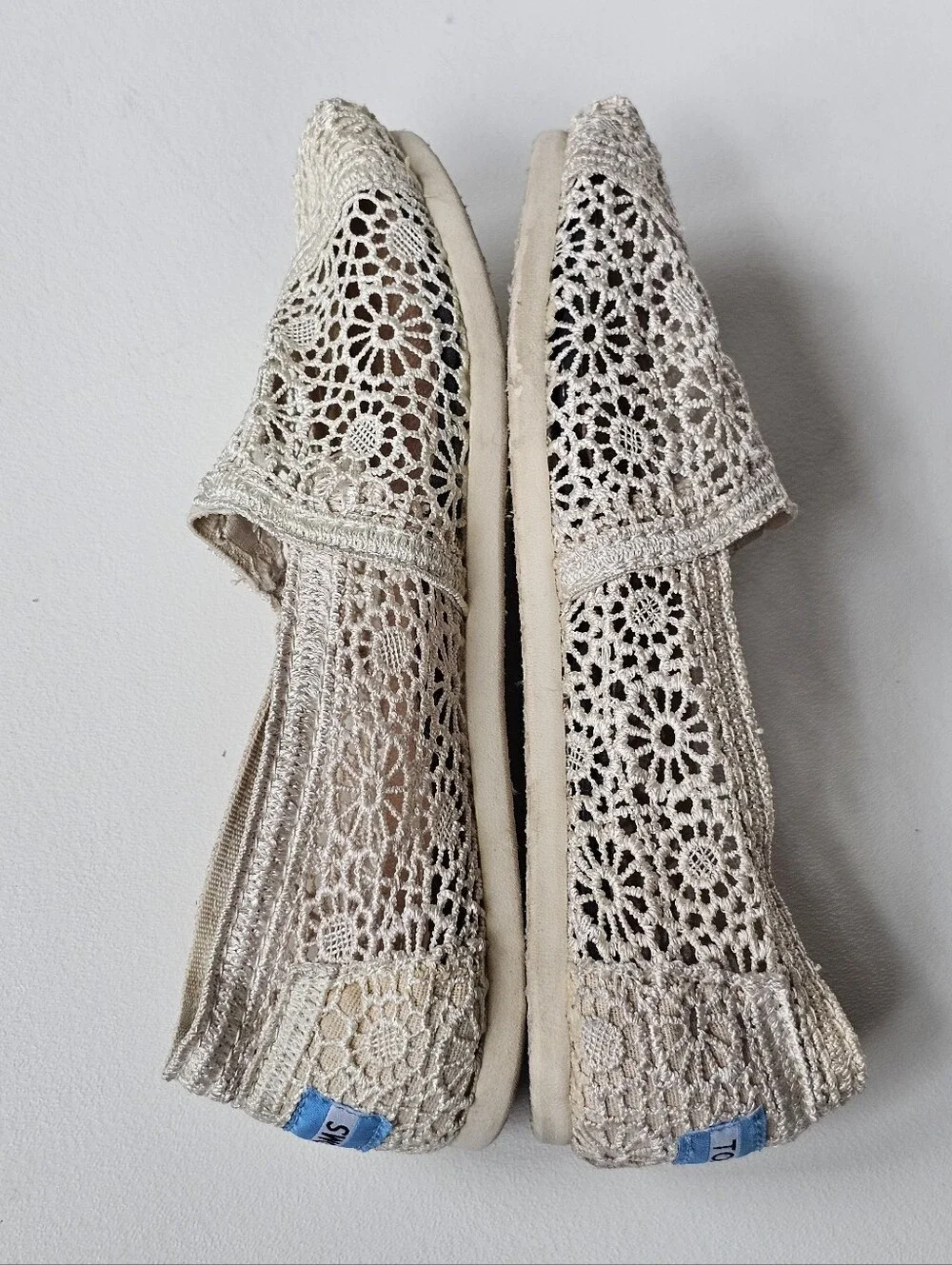 TOMS Alpargata Natural Moroccan Crochet Slip-On Flats Ivory Women's Size 6 - Picture 6 of 11